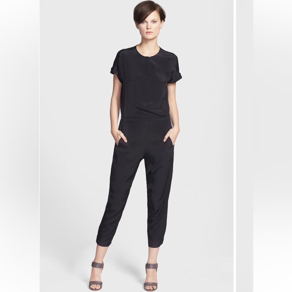 Vince Silk Short Sleeve Jumpsuit Black Size 4